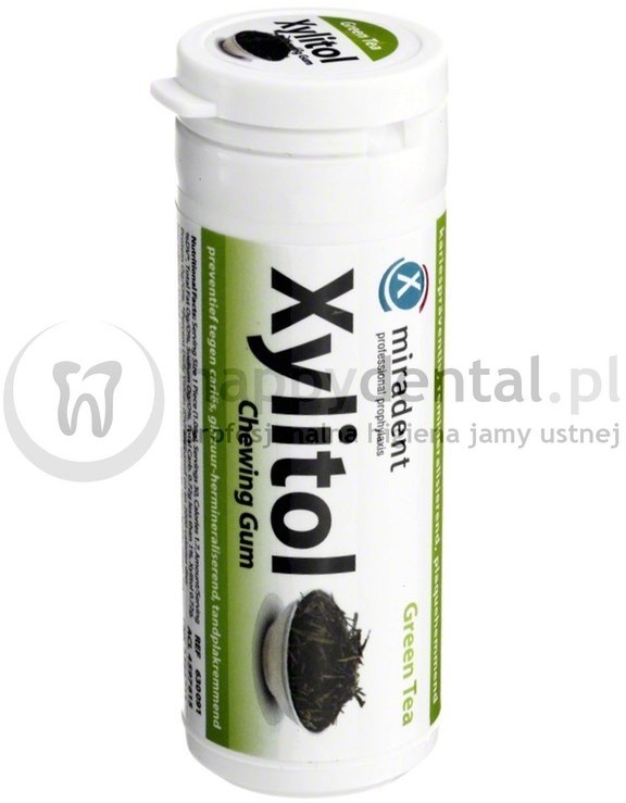 Miradent MIRADENT Xylitol Chewing Gum 30sztuk - guma do żucia z ksylitolem przeciw próchnicy (smak: Zielona Herbata - GREEN-TEA)