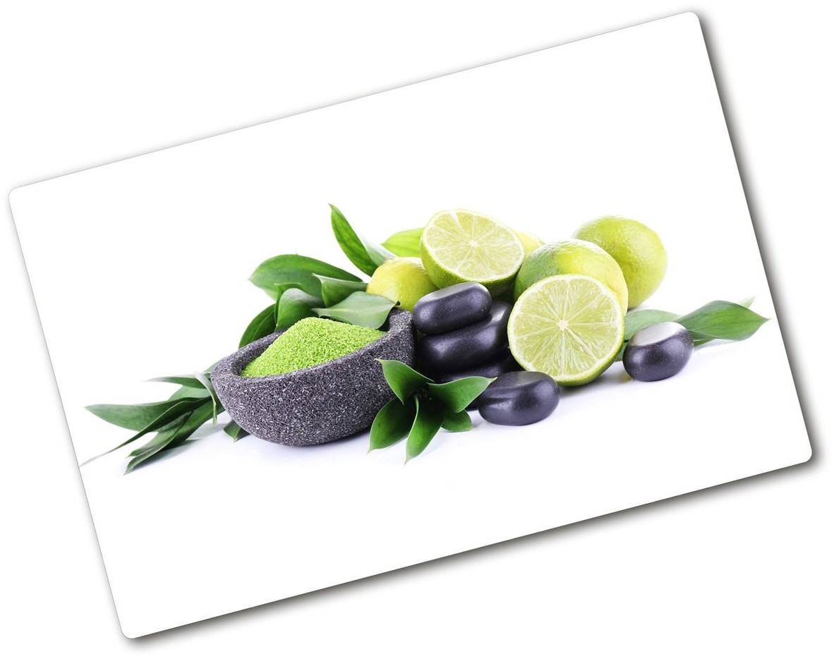 Deska kuchenna duża szklana Limonki i kamienie