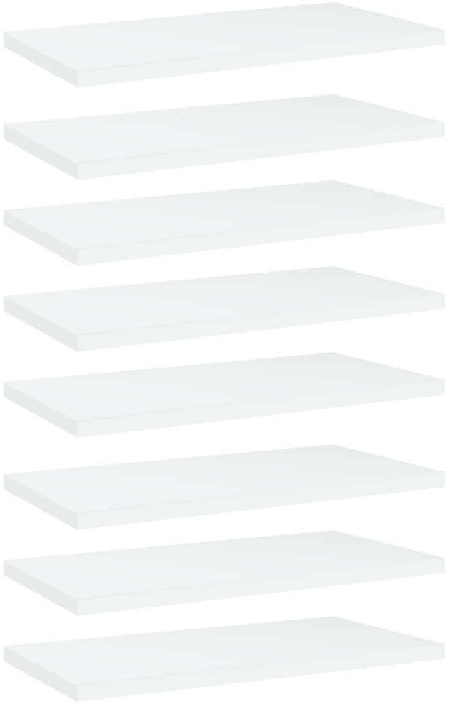 VidaXL Półki na książki, 8 szt., białe, 40x20x1,5 cm, płyta wiórowa 805139 VidaXL