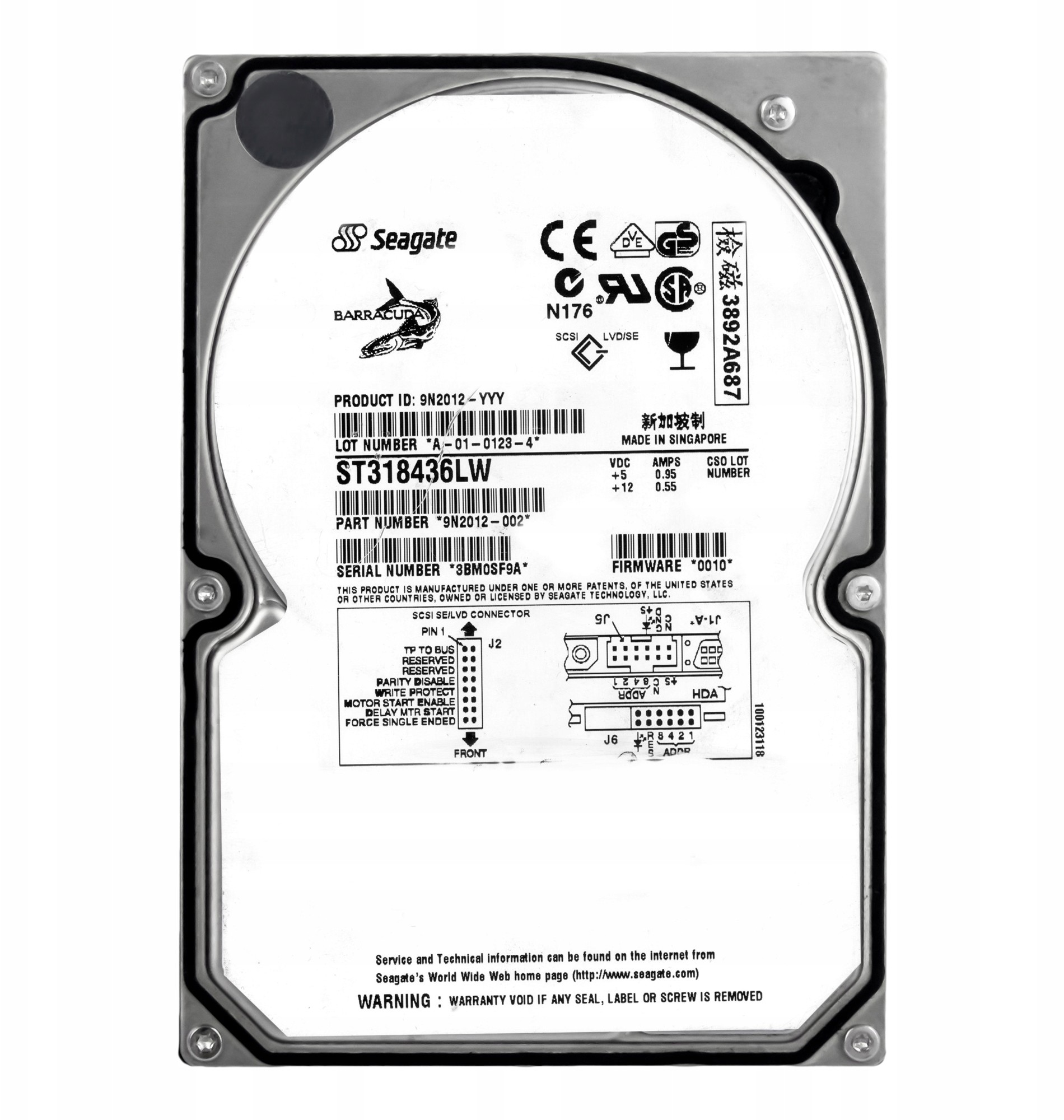 Seagate 18GB 7.2K 2MB Scsi 68-PIN 3.5'' ST318436LW