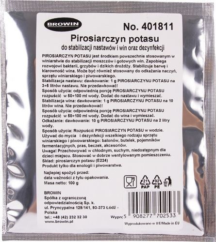 Browin Pirosiarczyn potasu 100g Browin stabilizacja 401811