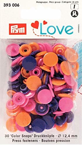 Prym 393006 Color Snaps zatrzaski Love 12,4 MM Pomarańczowy/różowy/fioletowy, 30 sztuki * * * Proszę zwrócić uwagę na opis produktu * * * * * * * * * * * * * * * * * * * * *