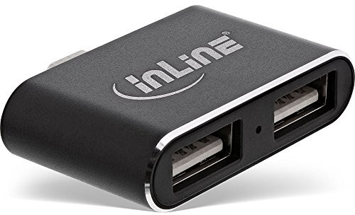 InLine 33291s Mini USB 2.0 Hub, USB C wtyczka do gniazda 2 X USB A Czarny 33291S