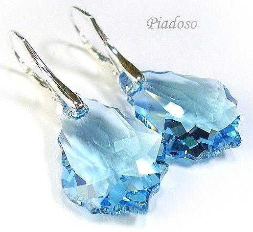 Swarovski kolczyki Srebro AQUA 22mm CERTYFIKAT