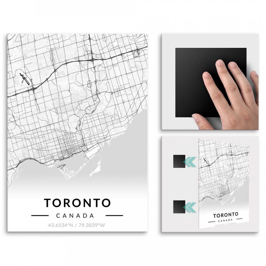 Pix4home Plakat metalowy Mapa B&W Toronto M POS-M-03712
