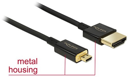 DeLock DeLOCK Kabel High Speed   HDMI z Ethernet  HDMI-A Male > wtyczka HDMI Micro-D 3d 4 K 0,25 m Slim 85119