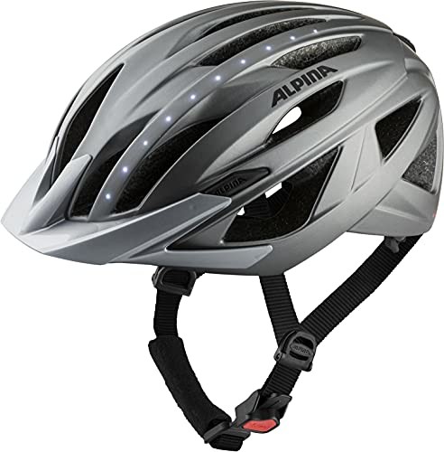 Alpina Unisex - Dorośli, HAGA LED Kask rowerowy, darksilver matt, 52-56 cm