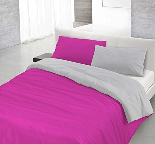 Italian Bed Linen 8058575000019 zestaw pościeli z zamkiem na kołdrę i poszewki na poduszkę, jednokolorowy, dwustronna, 100% bawełna 8058575000224