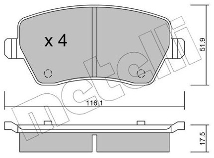 METELLI Zestaw klocków hamulcowych, hamulce tarczowe 22-0485-0