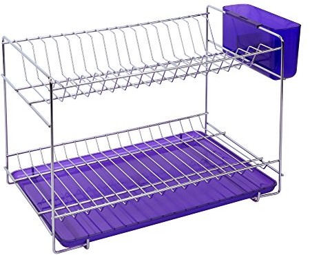 Sauvic Stelaż do ociekania sauvic 91018 ze stali nierdzewnej z taca 38,5 x 25 x 28 cm Fioletowy 91018