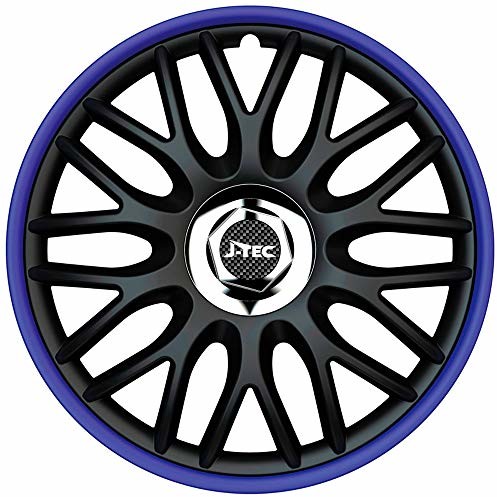 J-Tec J13518 Orden R kołpaki ozdobne, 13 cali, czarne/niebieskie + chromowane pierścienie