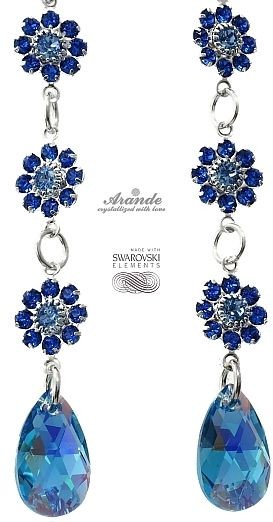 Swarovski PIĘKNE KOLCZYKI AQUA FEEL LONG SREBRO