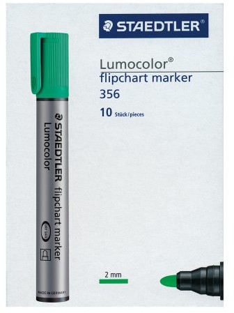 Staedtler 356  5lumocolor flipchartmarker końcówka okrągła, 2 MM, 10 sztuk, zielone 356-5