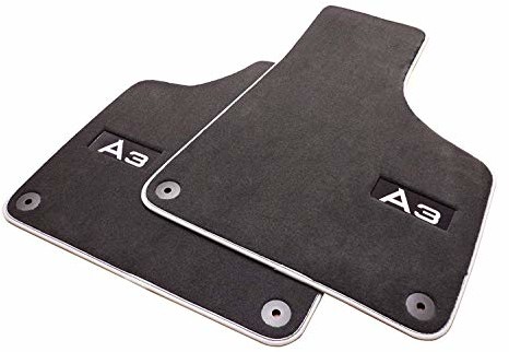 Audi AUDI 8p1061275pmno Textil dywaniki premium z przodu, czarny/srebrny szary, 2 sztuki