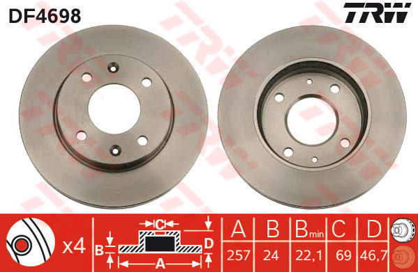 TRW Tarcza hamulcowa DF4698