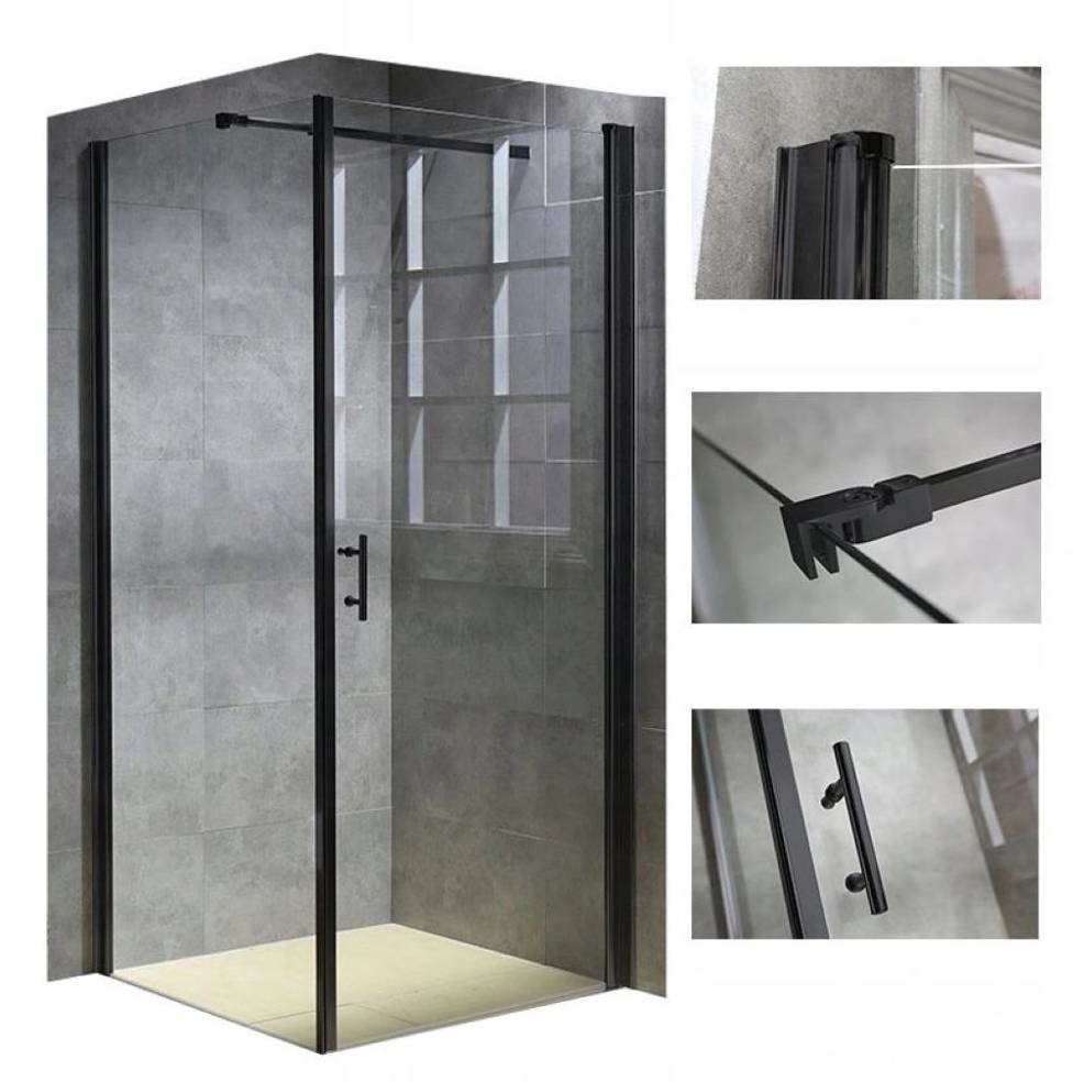 231 HYDAR KABINA PRYSZNICOWA 80x80 SZKŁO 6mm KWADRAT CZARNA 23178217 78217-uniw