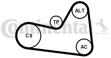 CONTITECH Zestaw paska klinowego wielorowkowego 6PK1026K1 6PK1026K1