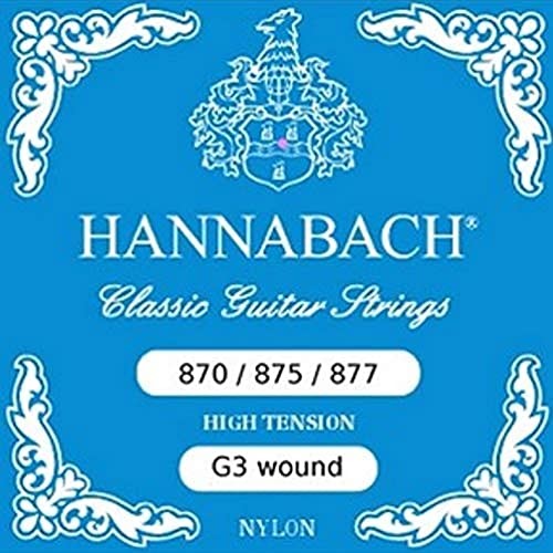 Hannabach Klassikgitarrensaiten G/3 Nylon umsponnen 875HT High Tension Chrom umsponnen 652570
