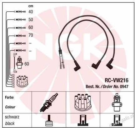 NGK Przewody zapłonowe 0947 Blister Faisceau 33 RC-VW216