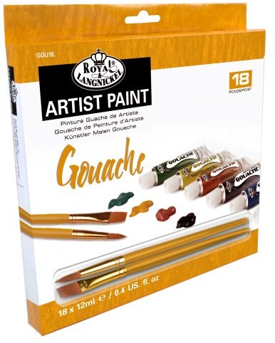 Royal Langnickel Royal i Lang Nickel gou18  Gouache kolorów, 12 ML, 18-częściowy, sortowane kolorystycznie GOU18