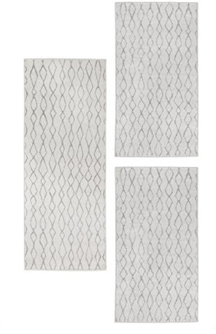 andiamo Andiamo tkany dywan bolognia ornament-wzór ochraniacz na łóżeczko dziecięce nowoczesny dywan polipropylenu ze standardem Öko-Tex 100, szaro-ornamenty, 2 x 67 x 140 cm i 1 x 80 x 200 cm 750613