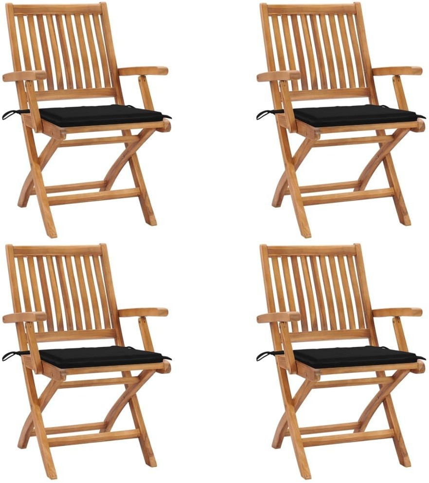 vidaXL Składane krzesła ogrodowe z poduszkami, 4 szt., drewno tekowe! 3072730