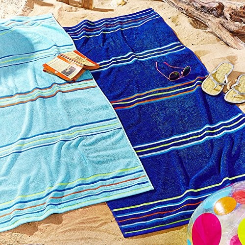 Catherine Lansfield Rainbow Beach ręczniki para  niebieski TW/41289/W/BCH2/BL