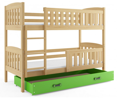Łóżko drewniane z zieloną szufladą 90x200 Celinda 3X