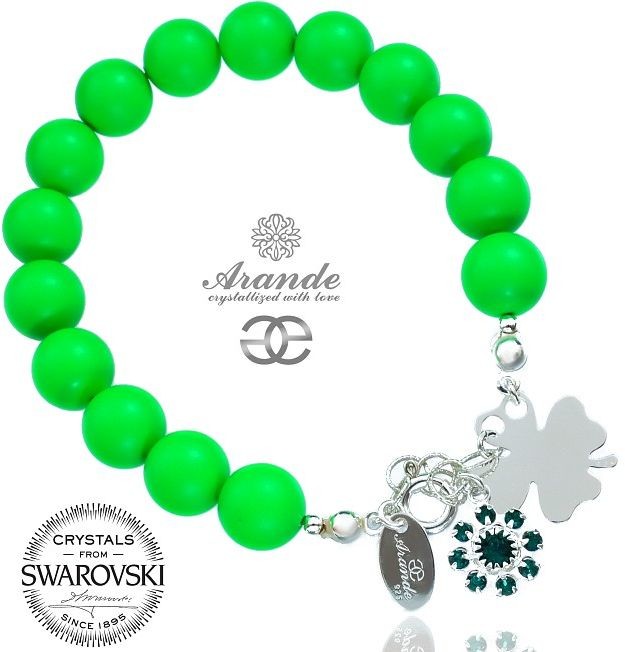 Swarovski Arande PERŁY PIĘKNA BRANSOLETKA ZIELONA SREBRO CERTYFIKAT 700261