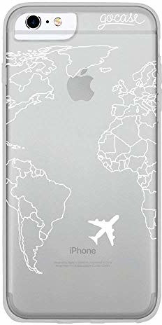 Gocase Gocase World Map White Lines etui na telefon komórkowy kompatybilne z iPhone 6 Plus / 6S Plus, przezroczyste z nadrukiem, silikonowe, przezroczyste etui ochronne, odporne na zarysowania, mapa świata MMLNO-IP-S-13