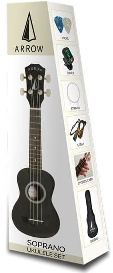 Zdjęcia - Pozostały instrument muzyczny Arrow ‌ PB10 BK Soprano Black *SET* - ukulele sopranowe z zestawem akcesori 