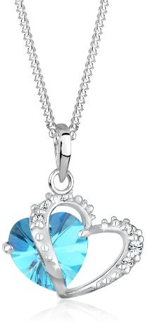 Elli 0102141813_45 naszyjnik damski ze srebra (próba 925), z zawieszką z kryształem Swarovski, długość 45 cm, srebro sterling próby 925, zielono-niebieski 0102861813_45