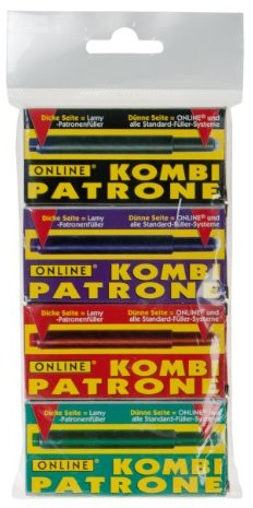 Online Schreibgeräte Wkłady online 17028  kombi, 4 Pack, czerwony/zielony/czarny/fioletowy 17028