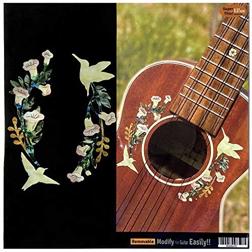 Inlaystickers Inlaystickers Roseta/płatew dźwiękowe naklejki inkrustowane naklejki na ukulele - kolibry UKR-331HB UKR-331HB