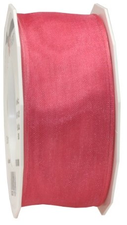 Unbekannt Prezent 40 MM 25 m Four Seasons  taśma organza z drutu, Pink 6074025-606
