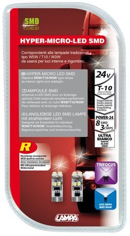 Lampa Hyper Micro LED 24 V T10 8smd (3chips) wei & # x178;  CP 98379