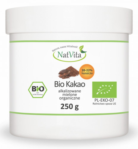 Natvita Kakao Mielone 20-22% Tłuszczu BIO 250g -