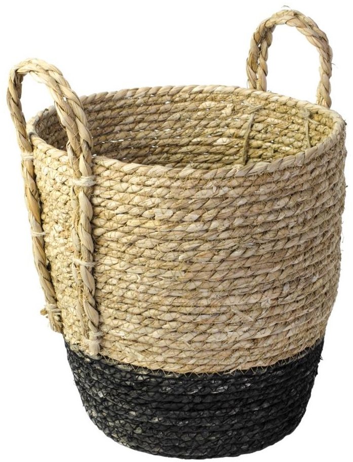 TAJEMNICZY OGRÓD Osłonka doniczki kosz pleciony 32 cm boho z czarnym