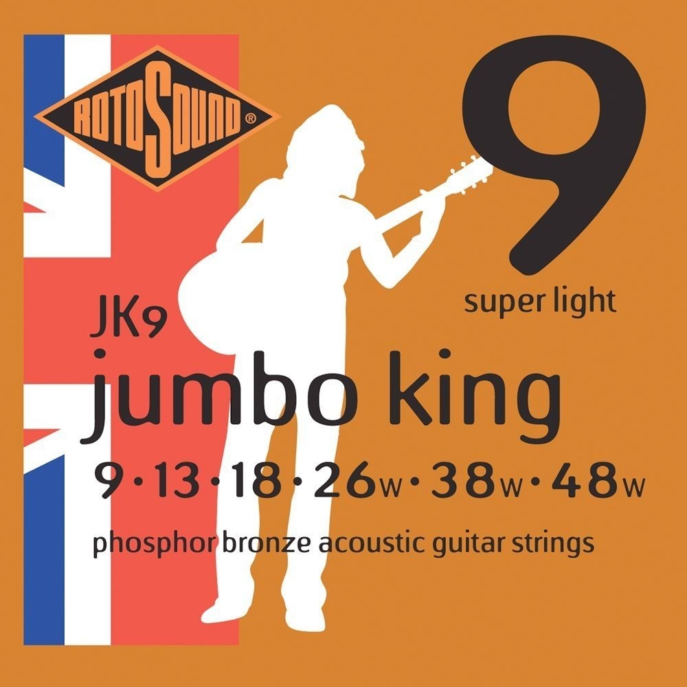 Rotosound rotos górne fosforu-grubość strun z brązu do akustyki Gitarren, Super Light 9 13 18 26 38 48 JK9