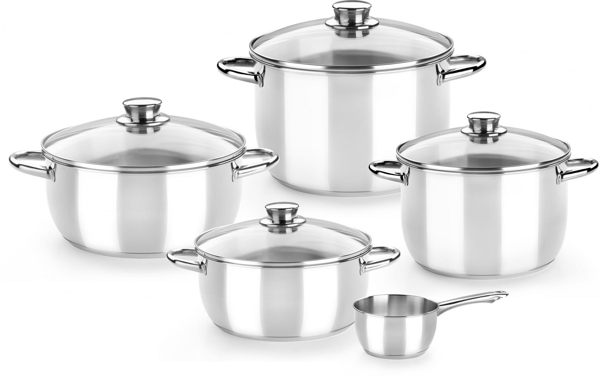Monix zestaw garnków ze stali nierdzewnej OPTIMA 10 elementów szklane pokrywki