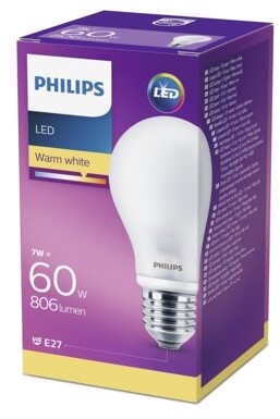 Фото - Лампочка Philips Żarówka LED E27 7W 806lm 2700K  A60 WW FR ND 1PF/10 929001243 (classic 60W)