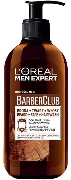 L'Oreal Paris L'Oreal Paris Men Expert Barber Club 3in1 oczyszczający żel do mycia brody twarzy i włosów 200ml