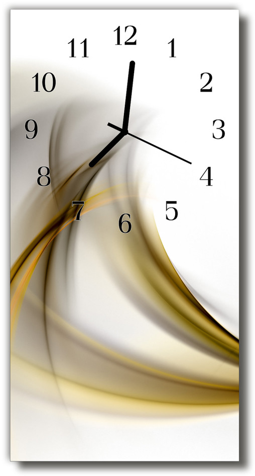 tulup pl Zegar Szklany Pionowy Sztuka Abstrakcja linie beżowy 30x60cm