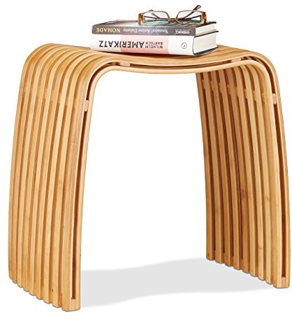 Relaxdays garderoby taboret stołek z bambusa, eleganckie wykończenie drewna w skandynawskiej stylistyce, taboret do siedzenia do garderoby, naturalny