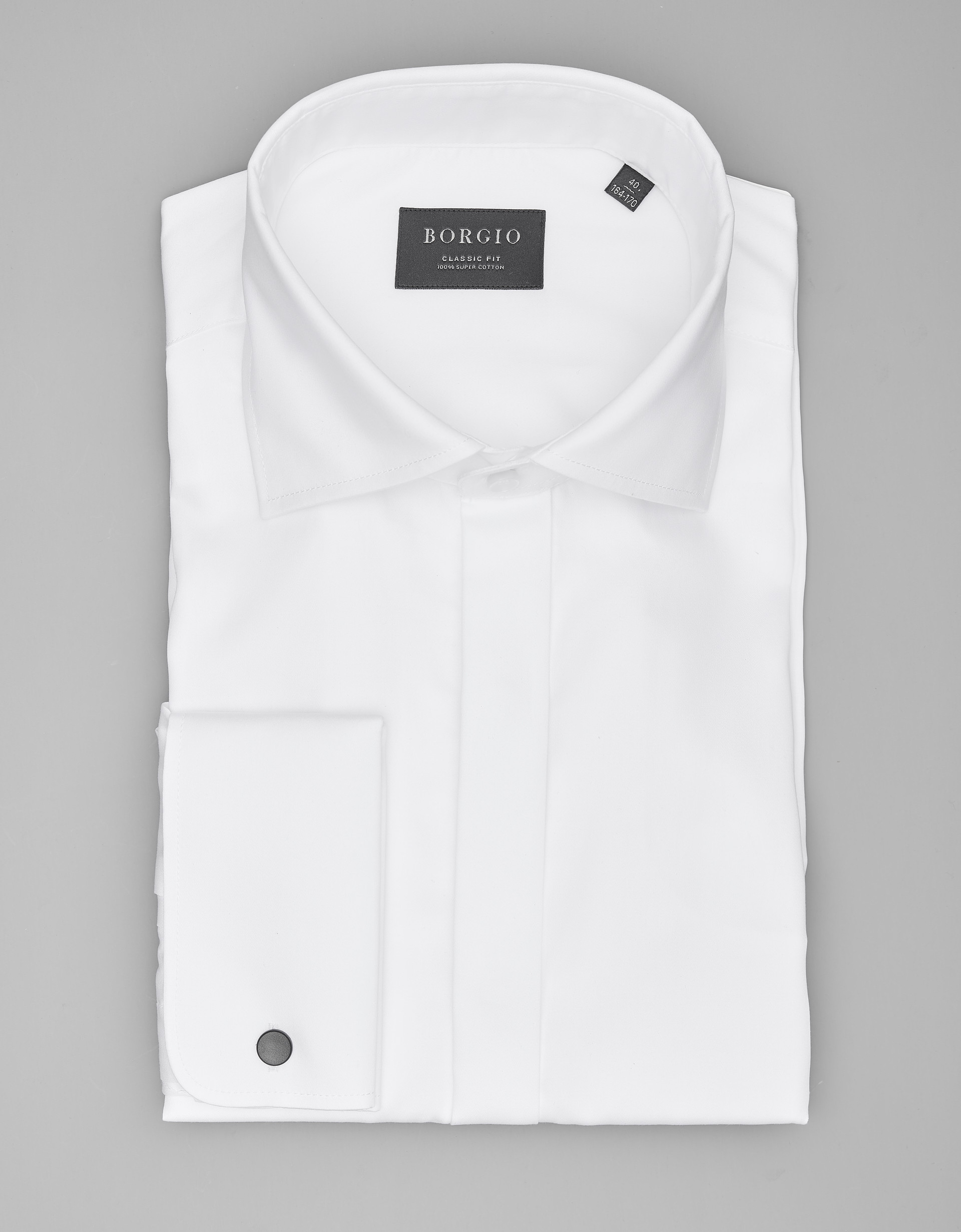 Borgio koszula mozza 00201 na spinki classic fit biały