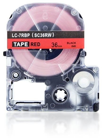 Epson LC-SC36RW, 36mm x 8m, czarny druk / czerwony podkład, taśma zamiennik