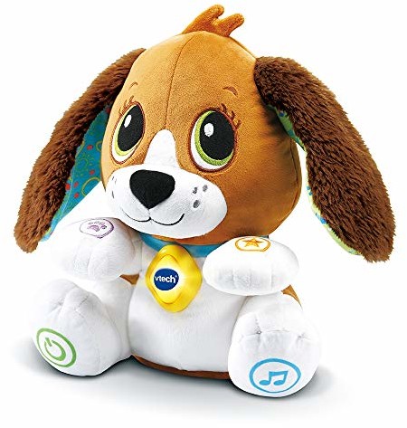 Vtech Toutou rozmawia ze mną, pluszowy pies, interaktywny pies, zabawka edukacyjna - wersja FR 80-610105