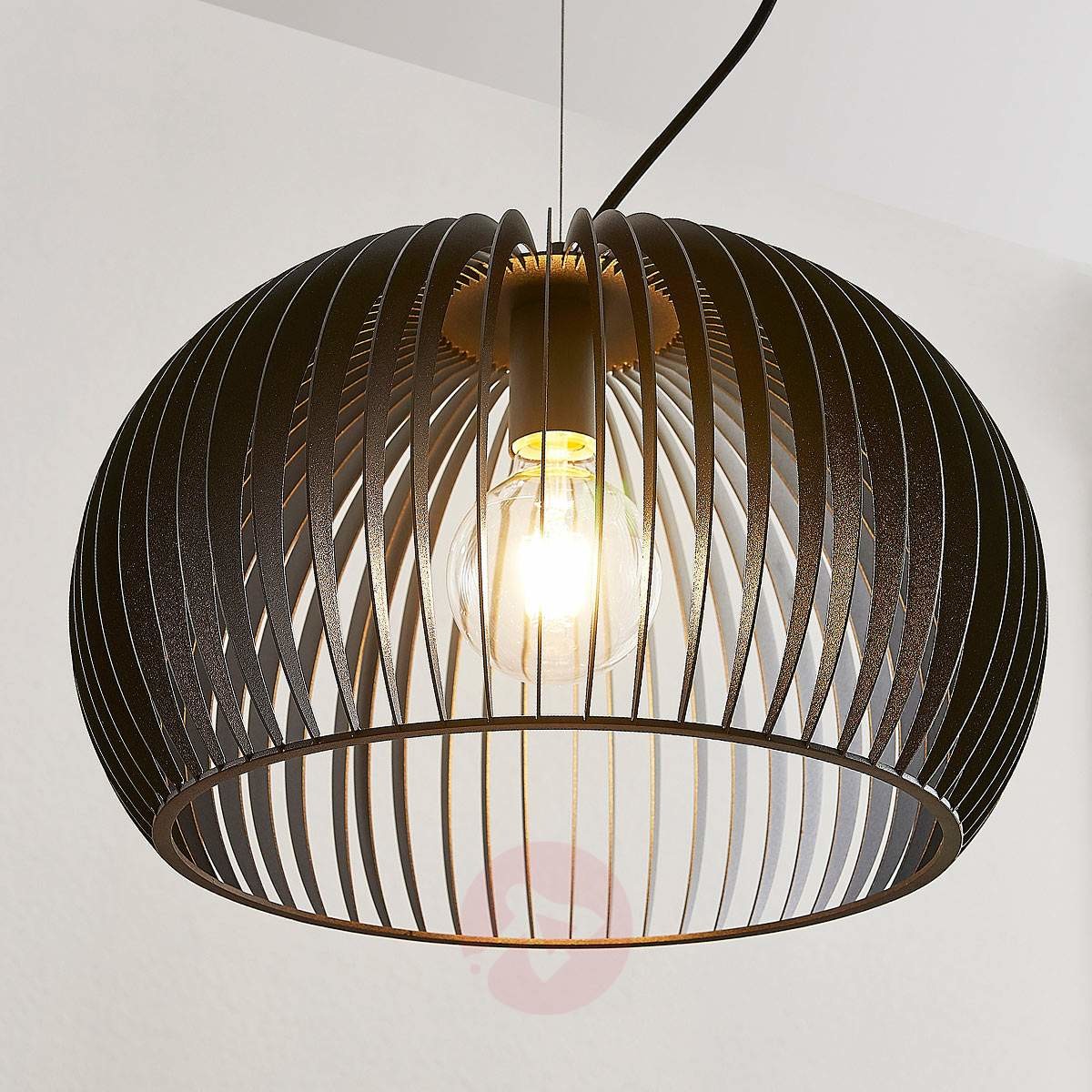 Lampenwelt com Lampa wisząca Jusra z czarnego metalu, 1-pkt.