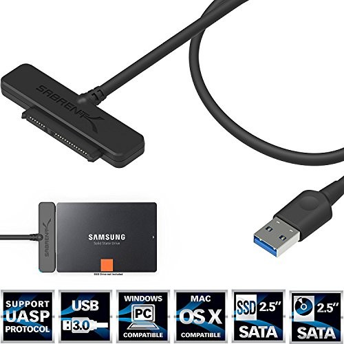 Sabrent adapter do obudowy dysku twardego z USB na SSD, do dysków twardych SATA 6,35 cm (2,5), zoptymalizowany pod kątem SSD, obsługuje UASP SATA III EC-SSHD