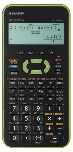 Sharp EL-W531 XH-GR naukowy kalkulator szkolny, dla szkoły średniej, wyświetlacz WriteView, kolor zielony metaliczny, 335 funkcji, zasilany z baterii 4974019029757